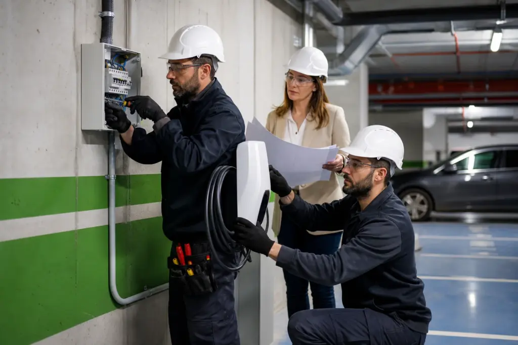Instalación de puntos de recarga para coches eléctricos en un garaje comunitario